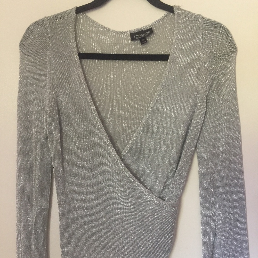 Topshop Metallic Woven Top